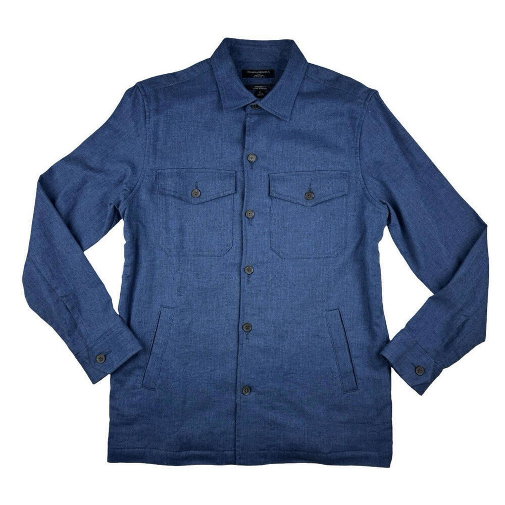 Banana Republic Standard Fit Linen-Blend Shirt Jacket Navy Blue Size M